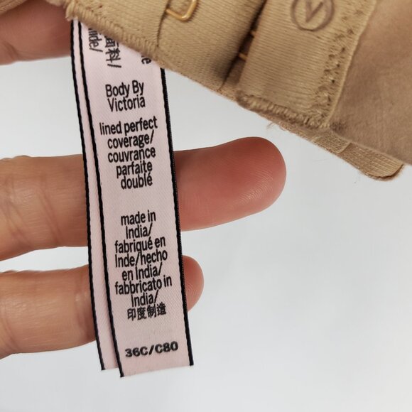 Victoria's Secret Beige Laced Edge Womens Wired Adjustable Back Bra Sz 36C - Picture 8 of 10